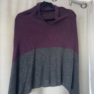 Cashmere Blend Cape, All Size Soft Wrap Mulberry/Grey